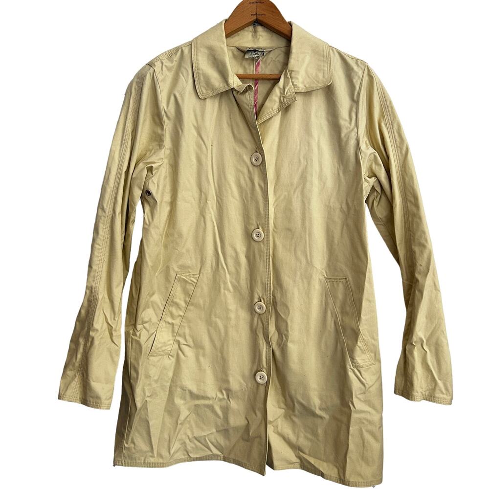 LL Bean Womens Button Trench Coat Jacket XS Tan LL Bean Academia Prep